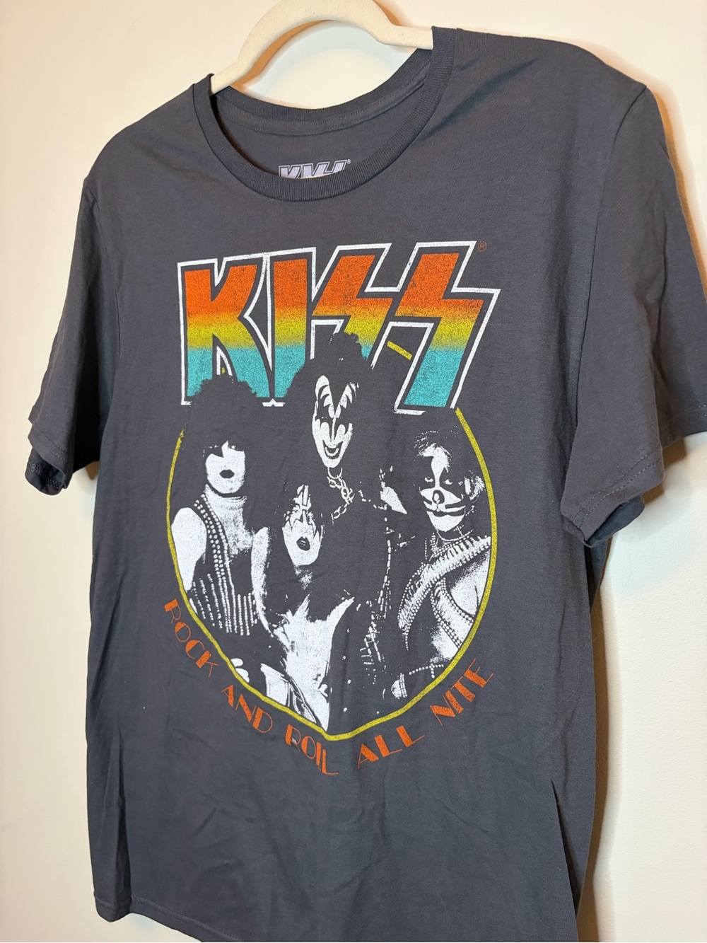 KISS Black & Orange Rock and Roll All Nite T-Shirt M - Picture 4 of 5